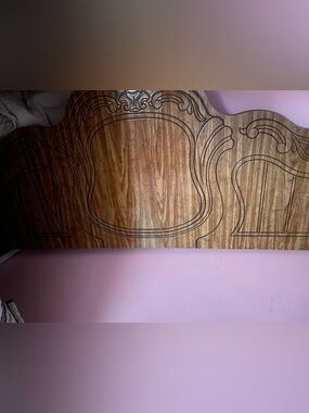 Ornate Wood Headboard - Brown Finish